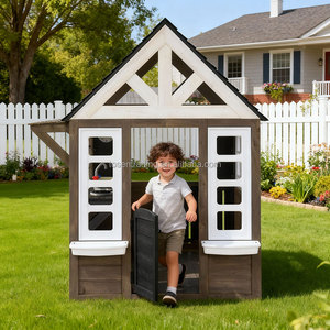 Casa de Juegos Educativa de Cedro Chino Resistente para Niños de 3 a 12 Años, Estilo Rústico para Jardín, Casa de Muñecas de Madera - Product Image 4