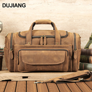 Dujiang Genuine Leather Travel Duffel <b>Bag</b> 20L <b>Large</b> Capacity Men's <b>Shoulder</b> <b>Bag</b> For Leisure Travel - Product Image 2