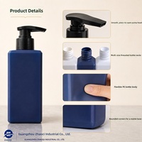 Bouteille carrée en PEHD 150ml 300ml 450ml noire avec pompe à lotion, emballage pour shampoing, couleurs personnalisées pour gel douche et lavant corporel, vente en gros