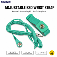 Tali Pergelangan Tangan PU Anti-Statik untuk Pengeluaran Statis di Pabrik Elektronik Tali Pergelangan Tangan Anti-Statik ESD Berkabel dengan Panjang 2,4 Meter
