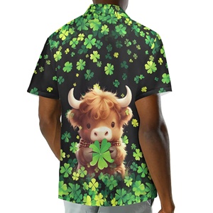 Camicie da uomo per il Giorno di San Patrizio, design con trifoglio verde, maniche corte, oversize, estive, taglie forti 2XS-5XL - Product Image 4