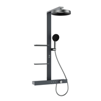 Ensemble de douche de luxe noir mat avec affichage numérique thermostatique, 3 fonctions, douche ronde pluie et cascade pour salle de bain avec