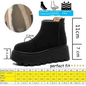 Botines de Nieve de Ante de 7 cm de Altura, Botas de <span class=keywords><strong>Plataforma</strong></span> para Invierno, Botas Chelsea Cómodas y Antideslizantes para Mujer, Zapatos con Suela Gruesa - Product Image 2