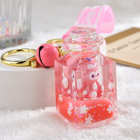 Porte-clés Boba liquide personnalisé en acrylique rempli d'huile et de liquide, poupée en renard flottant, articles de cadeaux promotionnels, 2022