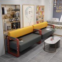 Chaise d'attente moderne pour salon de coiffure, bureau, hôpital, chaise longue décontractée en bois massif, siège rembourré commercial pour la beauté, les ongles et la coiffure