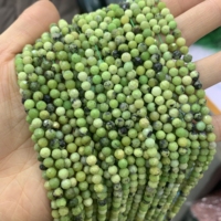 Pierre naturelle 2mm 3mm 4mm coupe à facettes perles rondes en vrac jaspe chrysoprase pour la fabrication de bijoux