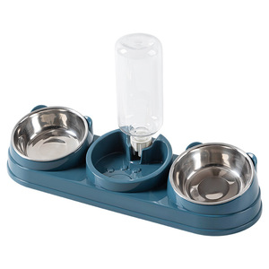 Bols pour chat et chien en acier inoxydable avec distributeur d'eau, design moderne antidérapant, ensemble d'alimentation pour animaux de compagnie pour usage intérieur - Product Image 5