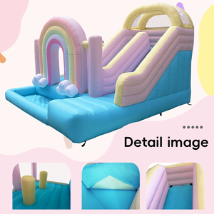 Château gonflable arc-en-ciel avec toboggan et piscine, aire de jeux pour enfants, usage domestique et extérieur, vente en gros, directement de l'usine - Product Image 4