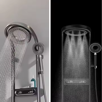 Ensemble de panneaux thermostatiques à double poignée pour salle de bain Robinet de douche à effet pluie à affichage numérique avec jet d'arrêt pour villas et hôtels