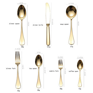 Venta al por mayor de gama alta cuchara tenedor cuchillo espejo oro cubiertos de acero inoxidable cubiertos de 7 piezas - Product Image 2