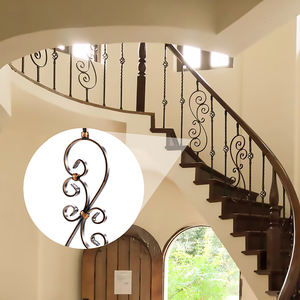 درج منحني حلزوني حديث مخصص من الحديد المطاوع درابزين من الفولاذ المقاوم للصدأ لدرابزين السلالم - Product Image 2