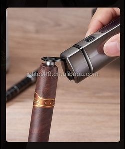 Briquet à cigare droit à 3 jets en métal avec fenêtre transparente pour le niveau de gaz, rechargeable au butane, torche coupe-vent pour cadeaux promotionnels - Product Image 4