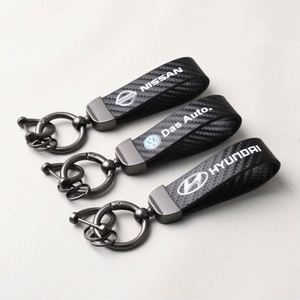 Custom Logo Carbon Fiber Car <b>Key</b> <b>Chain</b> High-Grade Black <b>Leather</b> with Horseshoe Buckle Zinc Alloy Metal Plastic Material - Product Image 2