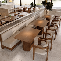 Ensemble de banquettes et fauteuils de café commerciaux personnalisés avec table et chaises en bois massif pour restaurant et café