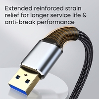Cable de Extensión USB 3.0 con Trenzado de Nailon, Macho a Macho, 5Gbps, Cable de Transferencia de Datos de Alta Velocidad para Disco Duro de Portátil, Impresora, Teclado