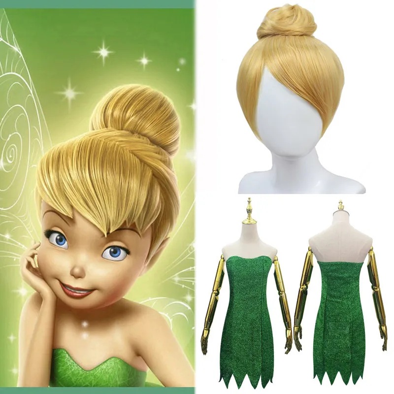 Anime Fairy Cosplay Costume Tinker Bell Green Adult Dress