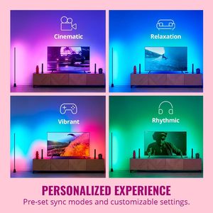 Kit de Retroiluminación <span class=keywords><strong>HDMI</strong></span> <span class=keywords><strong>Sync</strong></span> <span class=keywords><strong>Box</strong></span> para TV, 4K 60Hz RGBIC, Iluminación Ambiental Inmersiva, Control por Aplicación WiFi, para Pantallas de 55-65 Pulgadas, Juegos y Cine en Casa - Product Image 6