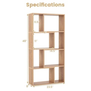 Accent Modern Natural Engineered Wood 5 Shelf Geometric Freestanding <strong>Bookcases</strong> <strong>Open</strong> Storage Living Room Hotel Home Office School - Product Image 5