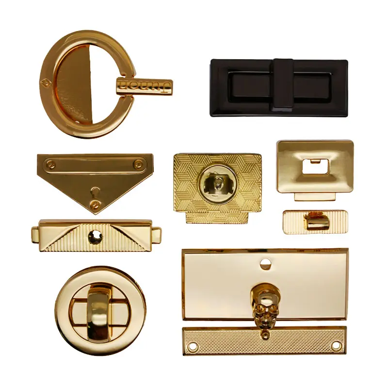 Wholesale supplier light gold twist lock circular shape metal closures for women leather bags zinc alloy handbag hardware