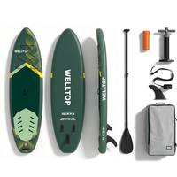Planche de paddle gonflable tout usage OEM Shandong 335x84x15CM en EVA/PVC, écologique, portable, 3 ailerons, technologie Drop Stitch, pour lacs