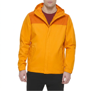 Veste coupe-vent respirante à capuche verte pour homme, décontractée, pour l'extérieur, col montant, en nylon/coton, fermeture éclair, poches, satin - Product Image 5
