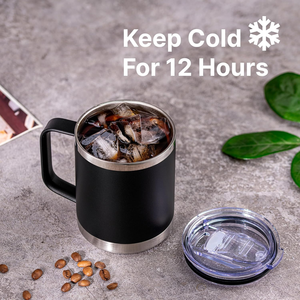 Vente flash : Tasse à café isotherme à double paroi en acier inoxydable 304 rouge de 12 oz avec couvercle anti-fuite sans BPA pour un usage au bureau - Product Image 4