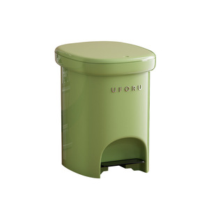Uforu Foot Operated Trash Can With Lid Indoor Bathroom Waste <b>Bin</b> Cylindrical Design Waterproof Odor Proof - Product Image 2