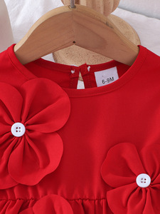 Nuovo Vestito Rosso per <span class=keywords><strong>Neonata</strong></span> con Ricami e Decorazioni Floreali per Occasioni Speciali - Product Image 3