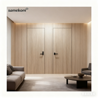 Porte cachée invisible en bois d'aluminium doré satiné Charnière cachée Design d'hôtel de luxe Porte cachée à motif de pierre