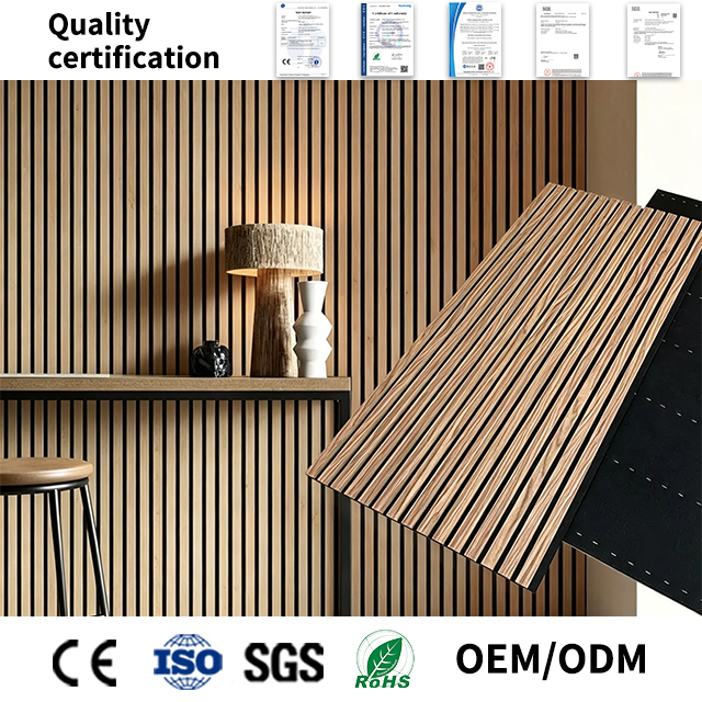 Interior Modern Acoustic Panels Wood Slat Panels with High Frequency Sound Absorption for Office and Hotel Design