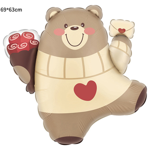 Palloncini in Foil a Forma di Orso 'I LOVE U' per Decorazioni di Ritorno a Scuola e Festa di San Valentino - Product Image 4