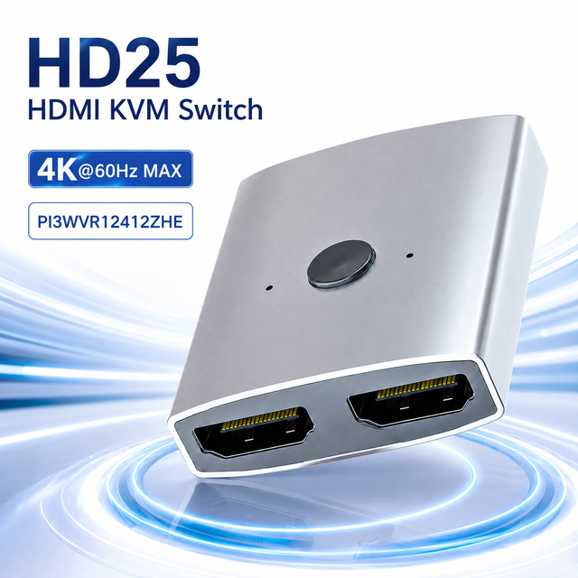 2-in-1-Out/1-in-2-Out HDMI KVM Switch, 4K*60Hz Bi-Directional Video Splitter/Selector with Aluminum Housing