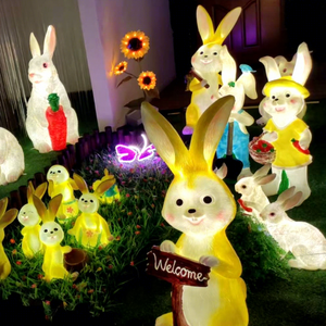 Iluminación con Motivo de Conejo Fabricada en Fibra de Vidrio para Colecciones de Personajes Adorables, Proyectos Navideños y Decoración del Festival de Primavera - Product Image 1