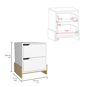 Luss Nightstand 2-<b>Drawer</b> Bedside Table Modern <b>Storage</b> <b>Drawer</b> Unit <b>for</b> Bedroom - Product Image 3