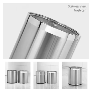 Poubelle de rangement debout en acier inoxydable <span class=keywords><strong>monocouche</strong></span>/bicouche de 12 L, surface <span class=keywords><strong>satin</strong></span>ée, poubelle écologique pour bureau, hôtel - Product Image 5