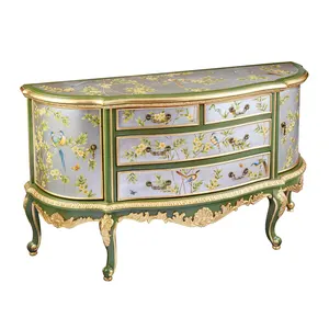 Inspiration from nature hand painted cabinet art deco handcraft four Drawers cupboard made of Solid Wood antique cabinets