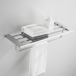 Porte-serviettes en acier inoxydable Saint Ruijia, ensemble d'accessoires de salle de bain en acier 304 avec étagère et barre pour le rangement des serviettes - Product Image 1