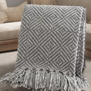 Manta Decorativa Acrílica Tejida Transpirable para las Cuatro Estaciones, con Patrón Impreso, para Sofá o Cama, Estilo Liso, Harshit - Product Image 2