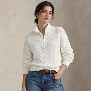 Sweater Rajut Katun 9GG 100% Katun Model Longgar dengan Ritsleting - Product Image 1