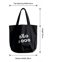Sac fourre-tout en toile style coréen avec doublure en polyester, grande capacité, design à lettres, simple, décontracté, tendance, pour étudiants et shopping