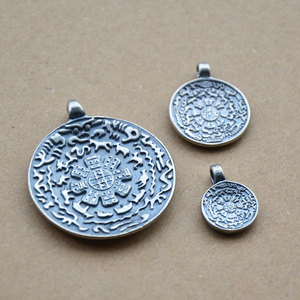 Pendentif Rétro Zodiaque Chinois Neuf Palais Huit Trigrammes, Breloque en Argent 35mm 21mm 14mm, Style Ethnique, Accessoire de Bijouterie pour Collier - Product Image 3