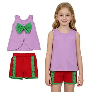 Conjuntos de Ropa para Niñas Pequeñas RTS Boutique, Lazos de Algodón de Color Sólido, Shorts, Lazos Bonitos, Nuevos Diseños de Verano, Conjuntos de Ropa para Hermanas - Product Image 1