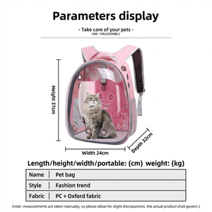 Alla moda di grande capacità zaino per animali domestici con chiusura a cerniera trasparente capsula spaziale gabbia per gatti portatile per gatti in uscita - Product Image 4
