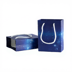 Blue 12x5.7x16cm Distinctive Advertising Paper Bag Elegant Handles <b>Environment</b>-Friendly Beautiful Design for Jewelry Containers - Product Image 1