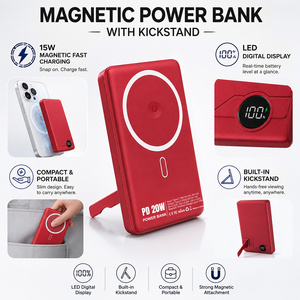 Batterie externe magnétique super fine 3 en 1 avec écran LCD et support pour iPhone, Apple Watch et écouteurs, batterie externe portable personnalisée - Product Image 2