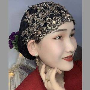 2023 <b>Direct</b> from the Manufacturer: Latest Fashionable Exquisite Feather Lace Embroidery <b>Beaded</b> Islamic Headscarf and Scarf, New - Product Image 4