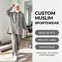 Ensemble de sweats à capuche surdimensionnés personnalisés pour femmes musulmanes, vêtements de sport modestes, fabricant OEM en gros