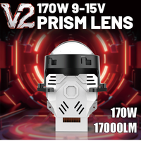 Nouveauté V2 170W 17000LM Lentille Prismatique 6000K Canbus IP68 Double Ventilateurs de Refroidissement Accessoires Auto Lentille de Projecteur Bi-LED pour Voitures Jeep