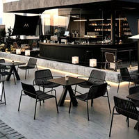 Ensemble de meubles de patio en corde tressée et aluminium pour l'extérieur, table et chaises en WPC pour café, bar, hôtel, grill et terrasse