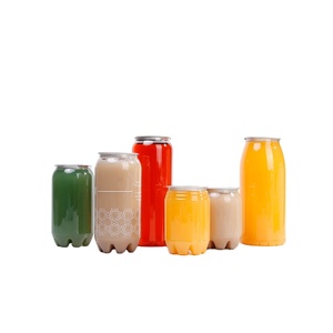 Custom 350ml PET Transparent soft drink can empty plastic clear soda beverage can with easy open lid